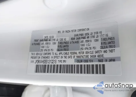 2025 Mazda Cx-90 3.3 Turbo Select Package from USA, damaged, VIN JM3KKAHD6S1210218